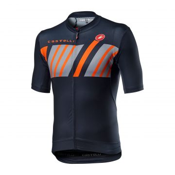 Castelli - tricou pentru ciclism cu maneca scurta Hors Categorie Jersey - albastru savile gri portocaliu