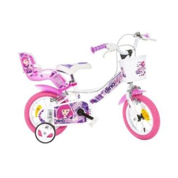 Bicicleta copii 3-5 ani, 12 inch, Fairy Alb, Dino Bikes DB124RSN05FY