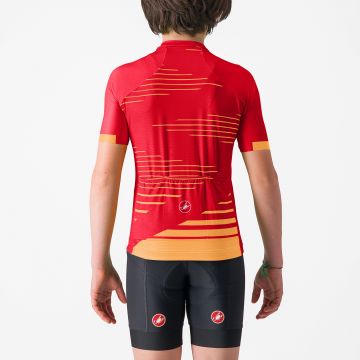 Castelli - tricou ciclism maneca scurta copii - Aero Kid Jersey - rosu | portocaliu