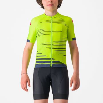 Castelli - tricou ciclism maneca scurta copii - Aero Kid Jersey - verde lime | albastru