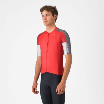Castelli - tricou ciclism maneca scurta regular fit - Entrata 6 Jersey - rosu | gri