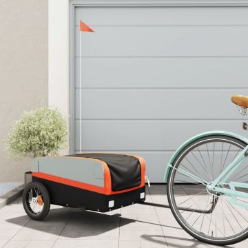 Remorcă pentru biciclete negru/portocaliu, 30 kg, fier