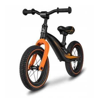 Bicicleta fara pedale, Lionelo, Bart Air, Usoara, Cu roti gonflabile, Cu cadru din magneziu, Cu ghidon si sa reglabile, Greutate 3.8 Kg, 12 inch, Conform cu standardul european de securitate EN71, Negru