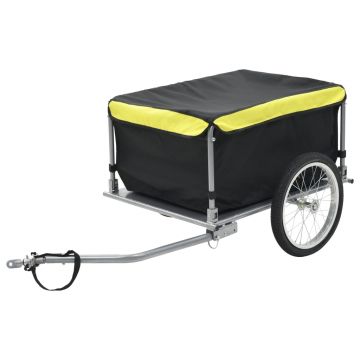 vidaXL Remorcă de bicicletă, negru și galben, 65 kg