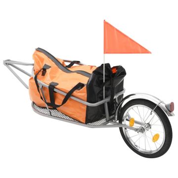 vidaXL Remorcă de bicicletă pentru bagaje cu sac, portocaliu și negru