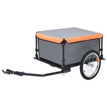 vidaXL Remorcă pentru bicicletă, gri și portocaliu, 65 kg