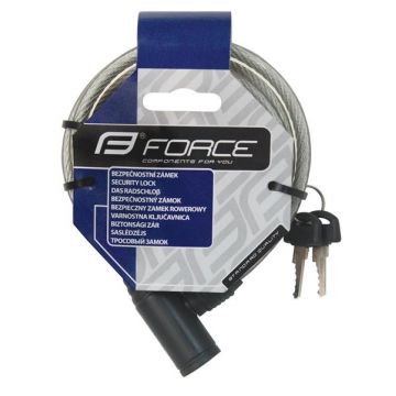 Antifurt pe cablu Force Eco spiralat 120/8mm, Transparent
