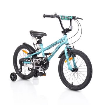 Bicicleta unisex 18 inch Moni Byox Pixy Turcoaz cu roti ajutatoare