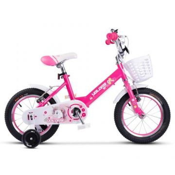 Bicicleta Copii 2-4 ani Velors V1202A 12inch, Roti 12 Inch, Frane fata/spate V-Brake, Roti ajutatoare, Fucsia