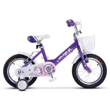 Bicicleta Copii 2-4 ani Velors V1202A 12inch, Roti 12 Inch, Frane fata/spate V-Brake, Roti ajutatoare, Mov