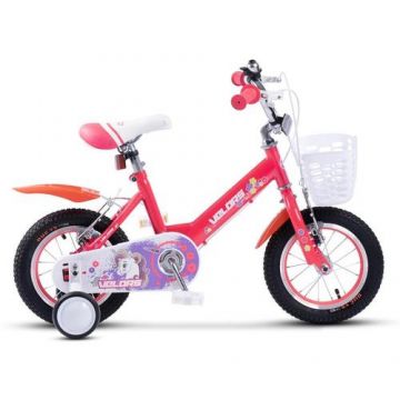 Bicicleta Copii 2-4 ani Velors V1202A 12inch, Roti 12 Inch, Frane fata/spate V-Brake, Roti ajutatoare, Roz