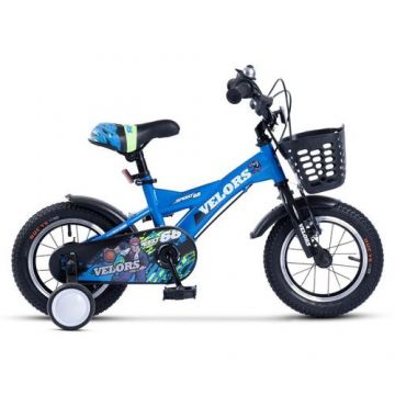 Bicicleta Copii 3-5 ani Velors V1401A, roti 14inch, frana tip V-brake, Albastru
