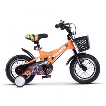 Bicicleta Copii 3-5 ani Velors V1401A, roti 14inch, frana tip V-brake, Portocaliu
