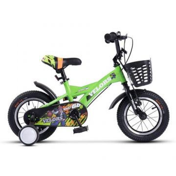 Bicicleta Copii 3-5 ani Velors V1401A, roti 14inch, frana tip V-brake, Verde