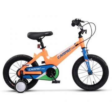 Bicicleta Copii 4-6 ani Carpat PRO C16122B, roti 16inch, Sistem franare U-brake, Portocaliu/Albastru