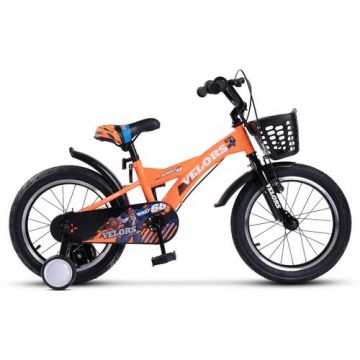 Bicicleta Copii 4-6 ani Velors V1601A, roti 16inch, frana tip V-brake, Portocaliu