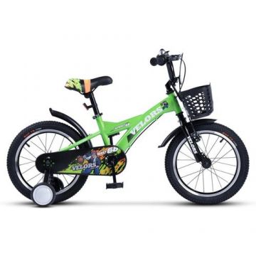 Bicicleta Copii 4-6 ani Velors V1601A, roti 16inch, frana tip V-brake, Verde