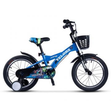 Bicicleta Copii 5-7 ani Velors V1801A, roti 18inch, frana tip V-brake, Albastru