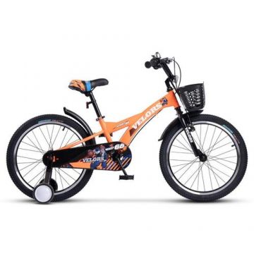 Bicicleta Copii 5-7 ani Velors V1801A, roti 18inch, frana tip V-brake, Portocaliu
