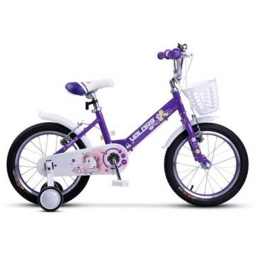 Bicicleta Copii 5-7 ani Velors V1802A, roti 18inch, Sistem de franare mecanic tip V-brake, Mov