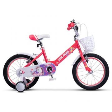Bicicleta Copii 5-7 ani Velors V1802A, roti 18inch, Sistem de franare mecanic tip V-brake, Roz