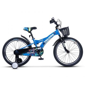 Bicicleta Copii 7-10 ani Velors V2001A, roti 20inch, frana tip V-brake, Albastru