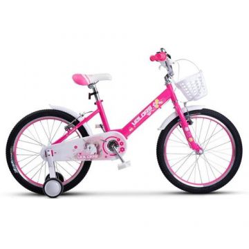 Bicicleta Copii 7-10 ani Velors V2002A, roti 20inch, Sistem franare V-brake, cadru otel, Fucsia