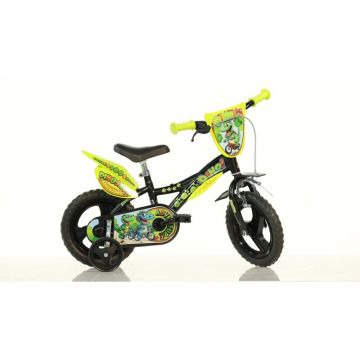 Bicicleta cu pedale, Dino Bikes, Dinozaur T-Rex, Cu roti ajutatoare, 12 inch, Pana la 40 kg, 3 ani+, Multicolor, Resigilat