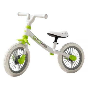 Bicicleta echilibru 2-5 ani, Alba, Fara pedale pentru incepatori, Sezut reglabil, Roti 12 inch din spuma EVA, Usoara