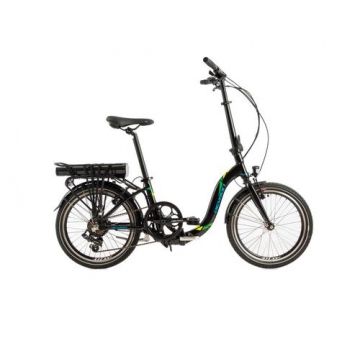 Bicicleta Electrica Pliabila Devron 20122, roti 20 Inch, cadru S, motor 250W, Viteza maxima 25 km/h, acumulator 13Ah, Negru/Albastru