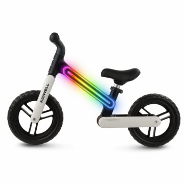 Bicicleta fara pedale, cadru nailon cu LED, roti EVA, Kidwell Suno Alb-Negru Bicicleta fara pedale, cadru nailon cu LED, roti EVA, Kidwell Suno Alb-Negru