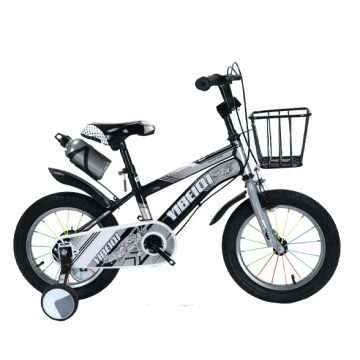 Bicicleta Go Kart 658, 16 inch, pentru copii, 4-6 ani, roti ajutatoare, suport si bidon apa, cosulet, argintiu