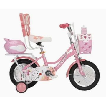 Bicicleta Go Kart Fluturas, 14 inch, pentru copii, 3-5 ani, roti ajutatoare, cosulet, cutie depozitare