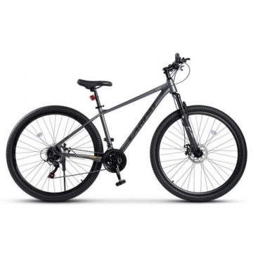 Bicicleta MTB Carpat Tanker C29312B, roti 29inch, 21 viteze, Sistem de franare mecanic pe disc, Cadru aluminiu, Gri/Negru