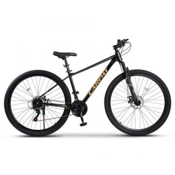 Bicicleta MTB Carpat Tanker C29312B, roti 29inch, 21 viteze, Sistem de franare mecanic pe disc, Cadru aluminiu,  Negru/Galben