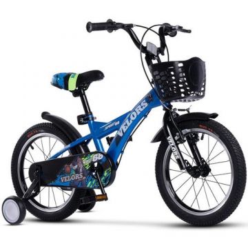 Bicicleta MTB copii Velors Baby Kids SPEED Bike, roti 16inch, frane Fata-V-brake/spate-tambur, Roti Ajutatoare, Albastru