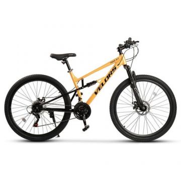 Bicicleta MTB-Full Suspension Velors Trail 2.7 V27271D, roti 27.5inch, cadru aluminiu, 21 viteze,  Frane pe Disc Mecanice, Portocaliu