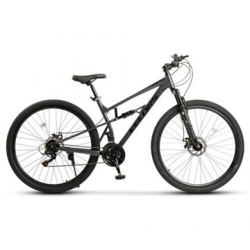 Bicicleta MTB-Full Suspension Velors Trail 2.9 V29271D, roti 29inch, cadru aluminiu, 21 viteze, Gri/Negru