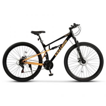 Bicicleta MTB-Full Suspension Velors Trail 2.9 V29271D, roti 29inch, cadru aluminiu, 21 viteze, Negru/Portocaliu