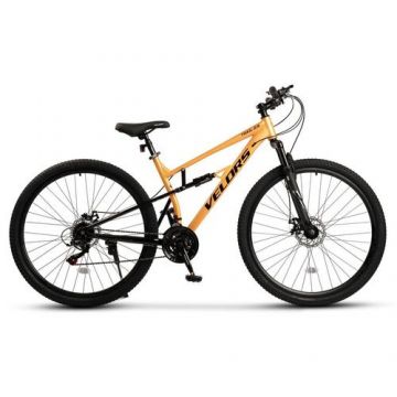Bicicleta MTB-Full Suspension Velors Trail 2.9 V29271D, roti 29inch, cadru aluminiu, 21 viteze, Portocaliu/Negru