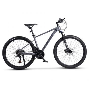 Bicicleta MTB-HT Carpat Pro Teen C27472A 27inch, Cadru Aluminiu, 21 Viteze, Echipare Shimano, Frane Disc Mecanice, Cabluri Integrate, Gri/Negru