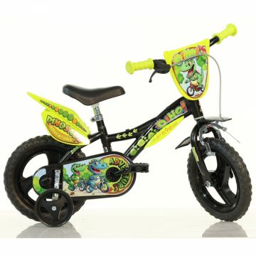 Bicicleta pentru copii Dino Bikes Dinosaur Adventure 2-4 ani, roti 12 inch, roti ajutatoare, aparatori pentru lant si roti Bicicleta pentru copii Dino Bikes Dinosaur Adventure 2-4 ani, roti 12 inch, roti ajutatoare, aparatori pentru lant si roti