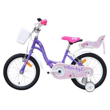 Bicicleta pentru copii Novokids SplendOr Boom PRO Edition Mov, Cosulet pentru papusi, Roti 18 inch, Greutate admisa 50 kg, Cadru din otel, Roti ajutatoare detasabile, Ghidon reglabil pe inaltime Bicicleta pentru copii Novokids SplendOr Boom PRO Edition Mov, Cosulet pentru papusi, Roti 18 inch, Greutate admisa 50 kg, Cadru din otel, Roti ajutatoare detasabile, Ghidon reglabil pe inaltime