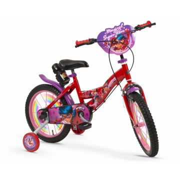 Bicicleta pentru copii Toimsa Miraculous Violet 16 inch cu roti ajutatoare, suport si sticla de apa, frana pe janta fata, frana cu tambur spate, ghidon reglabil pe inaltime, inaltime copil recomandata 110-120 cm Bicicleta pentru copii Toimsa Miraculous Violet 16 inch cu roti ajutatoare, suport si sticla de apa, frana pe janta fata, frana cu tambur spate, ghidon reglabil pe inaltime, inaltime copil recomandata 110-120 cm