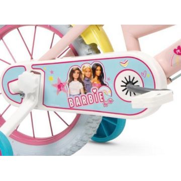 Bicicleta pentru fetite Toimsa Barbie 14 inch cu roti ajutatoare, 2 cosulete, frana de mana pe ambele roti, scaun si ghidon reglabile pe inaltime Bicicleta pentru fetite Toimsa Barbie 14 inch cu roti ajutatoare, 2 cosulete, frana de mana pe ambele roti, scaun si ghidon reglabile pe inaltime