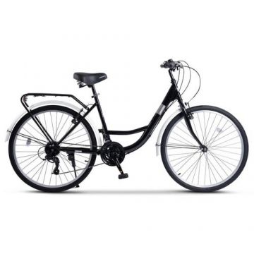 Bicicleta Rich R2632A City Classic, Echipare Linie Carpat, 21 Viteze, Roti 26 Inch, Frane V-Brake, Negru