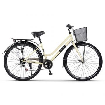 Bicicleta Trekking Carpat Altay C28262G Roti 28inch, Echipare Shimano, 7 Viteze, Maneta Rotativa, Cos fata, Bej/Negru