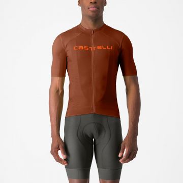 Castelli - tricou ciclism maneca scurta regular fit - Prologo Lite Jersey - 16-38 gr C - grena | portocaliu