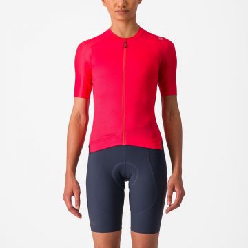 Castelli - tricou ciclism maneca scurta tailored fit - Espresso W Jersey - rosu Hibiscus | gri
