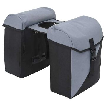 vidaXL Geantă de bicicletă Negru și Gri 15.5 x 31.5 x 40 cm Poliester